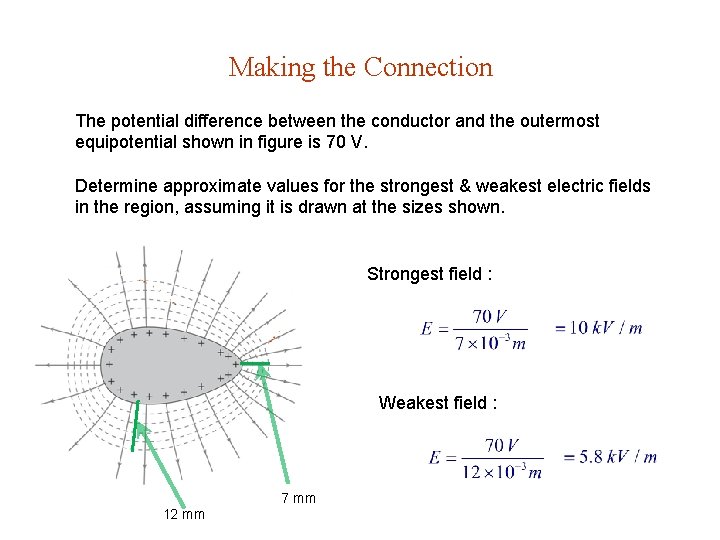 Making the Connection The potential difference between the conductor and the outermost equipotential shown Making the Connection The potential difference between the conductor and the outermost equipotential shown