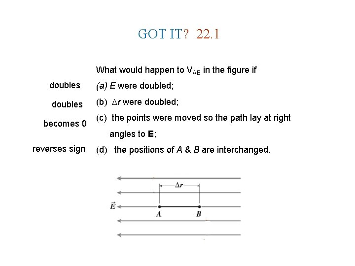 GOT IT? 22. 1 What would happen to VAB in the figure if doubles GOT IT? 22. 1 What would happen to VAB in the figure if doubles