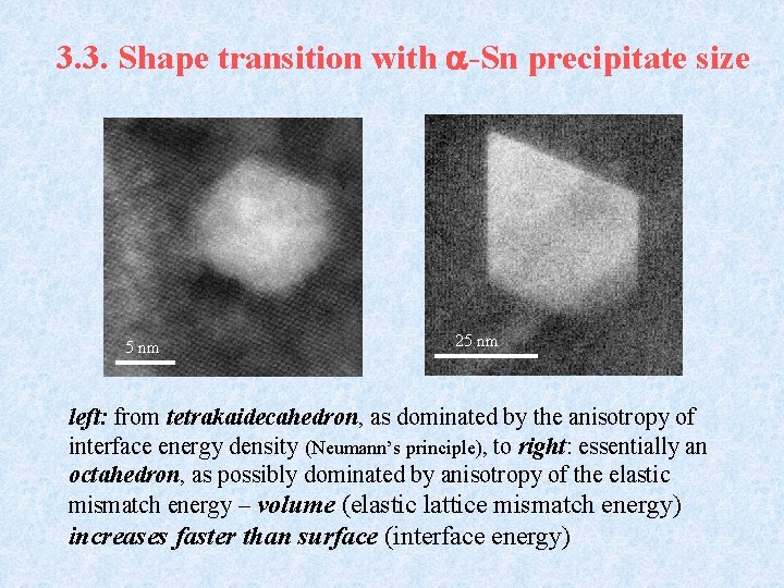 3. 3. Shape transition with -Sn precipitate size 5 nm 25 nm left: from