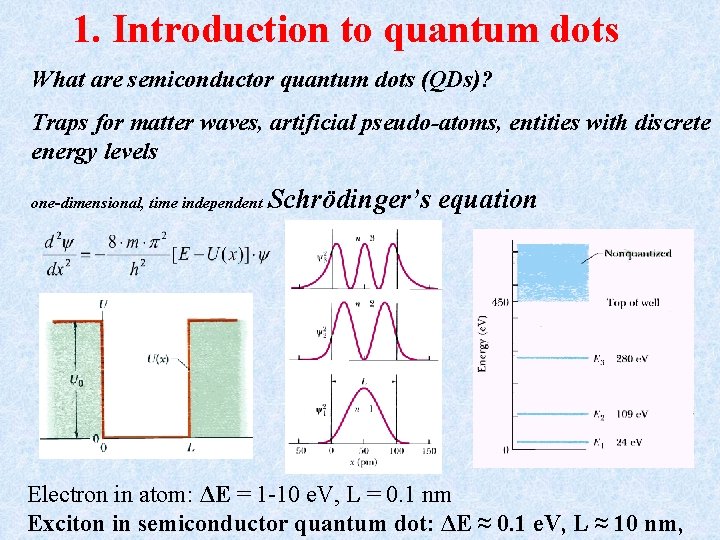 1. Introduction to quantum dots What are semiconductor quantum dots (QDs)? Traps for matter