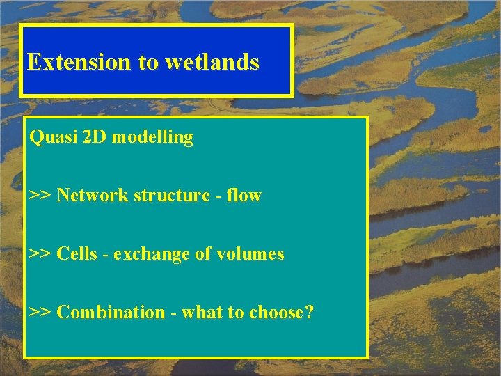 Extension to wetlands Quasi 2 D modelling >> Network structure - flow >> Cells
