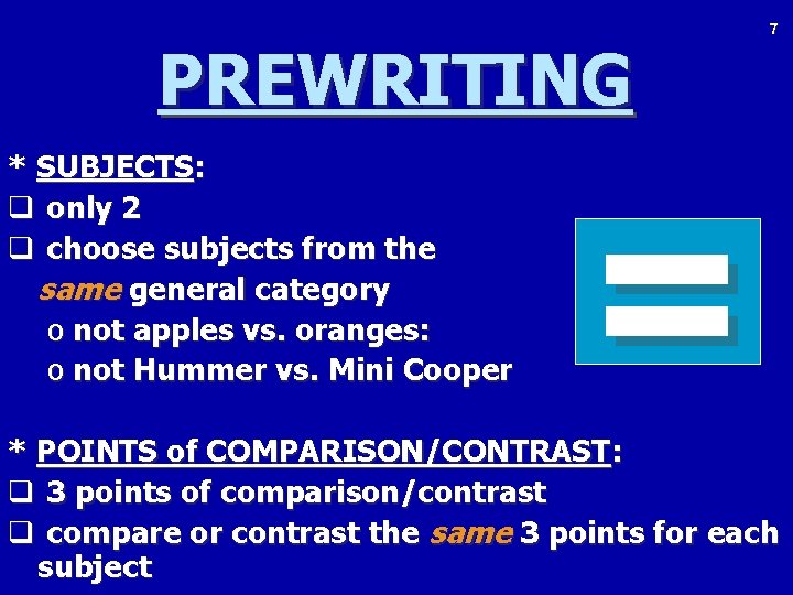 PREWRITING * SUBJECTS: q only 2 q choose subjects from the same general category