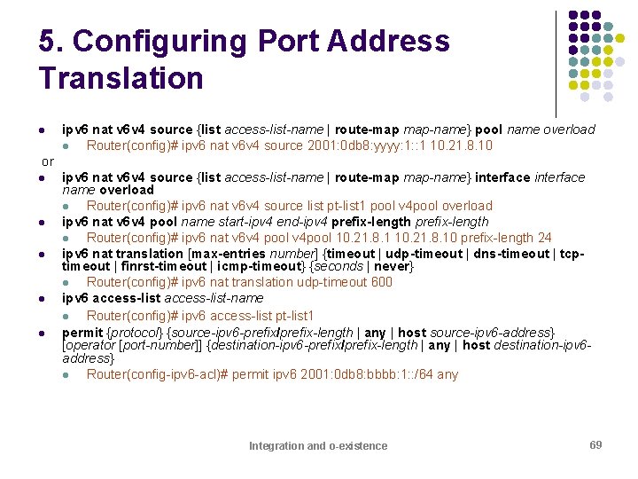 5. Configuring Port Address Translation l ipv 6 nat v 6 v 4 source