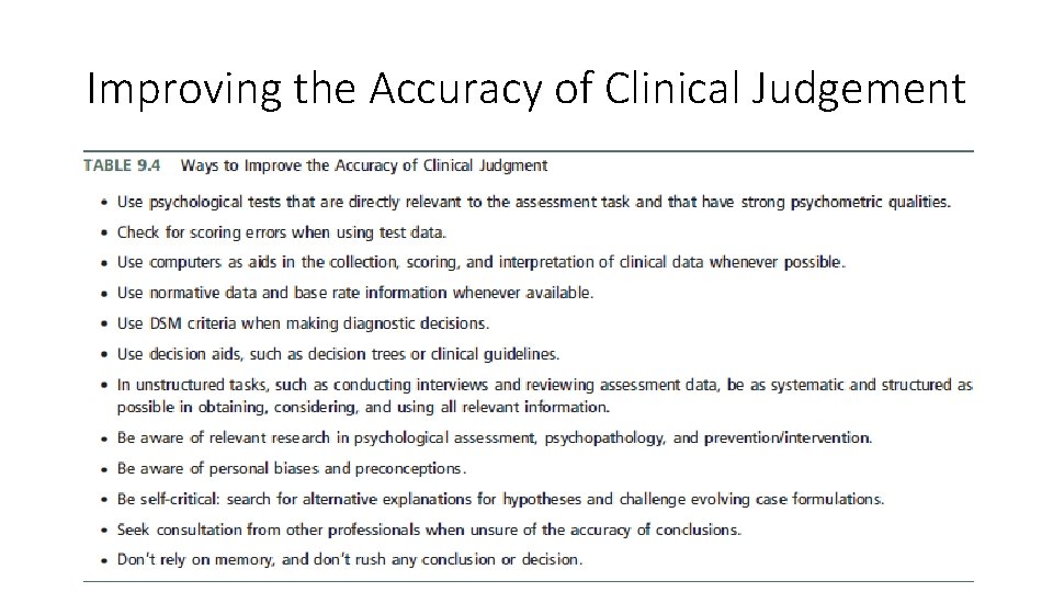 Improving the Accuracy of Clinical Judgement 