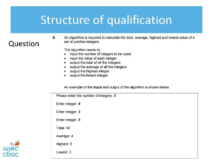 Structure of qualification Question 