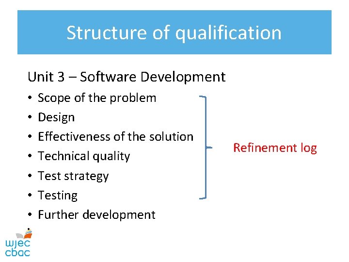 Structure of qualification Unit 3 – Software Development • • Scope of the problem