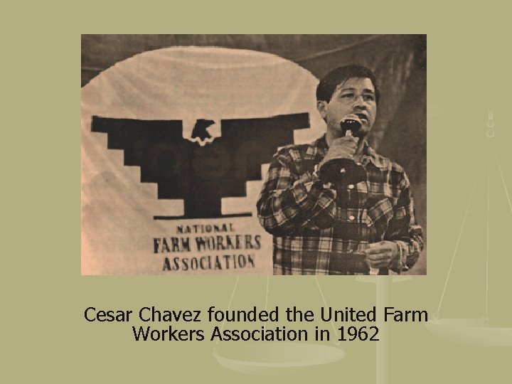 Cesar Chavez founded the United Farm Workers Association in 1962 