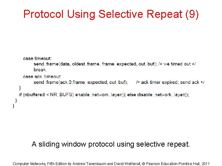 Protocol Using Selective Repeat (9) A sliding window protocol using selective repeat. Computer Networks,