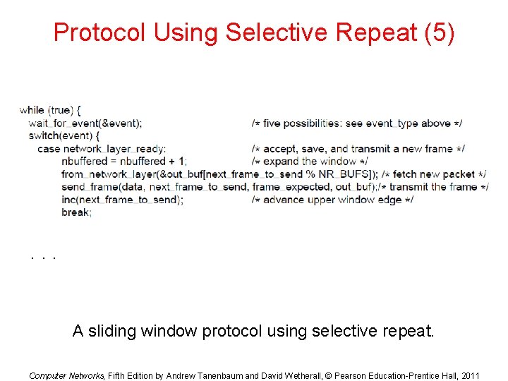 Protocol Using Selective Repeat (5) . . . A sliding window protocol using selective Protocol Using Selective Repeat (5) . . . A sliding window protocol using selective