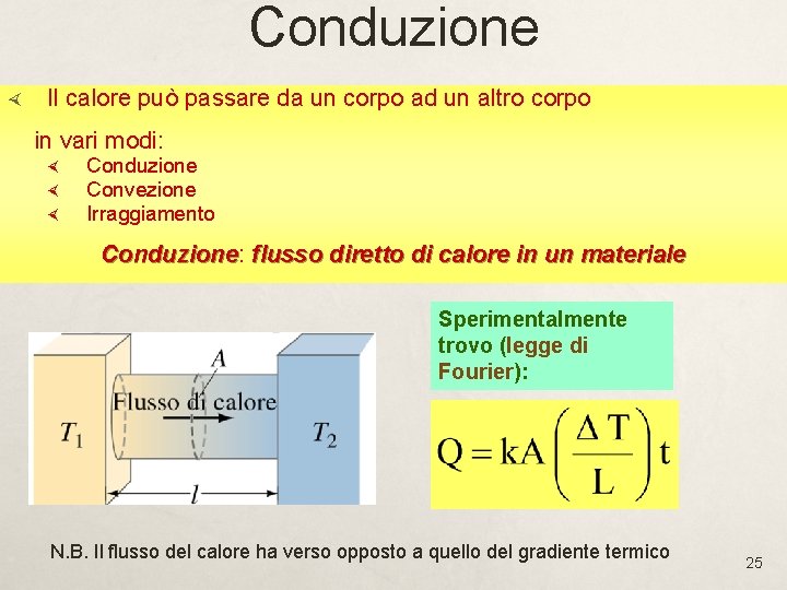 Conduzione Il calore può passare da un corpo ad un altro corpo in vari