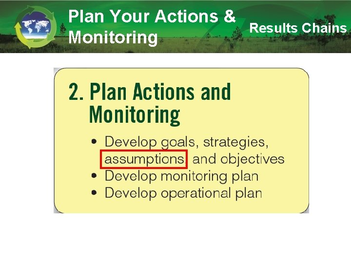 Plan Your Actions & Monitoring Results Chains 