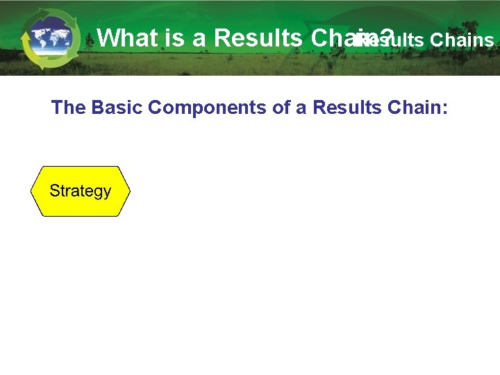 What is a Results Chain? Results Chains The Basic Components of a Results Chain:
