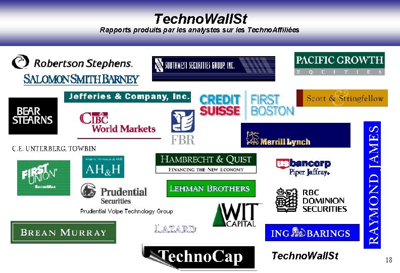 Techno. Wall. St Rapports produits par les analystes sur les Techno. Affiliées Techno. Wall.