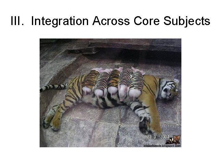III. Integration Across Core Subjects 