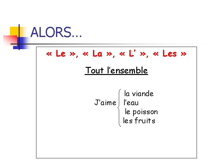 ALORS… « Le » , « La » , « L’ » , «