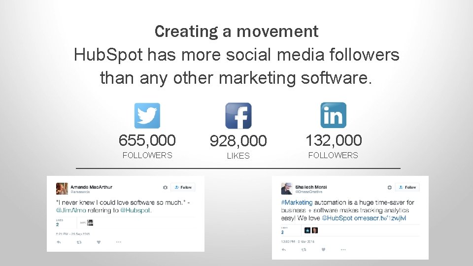 Creating a movement Hub. Spot has more social media followers than any other marketing