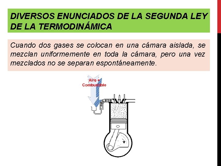 DIVERSOS ENUNCIADOS DE LA SEGUNDA LEY DE LA TERMODINÁMICA Cuando dos gases se colocan