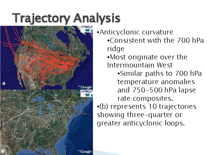Trajectory Analysis • Anticyclonic curvature • Consistent with the 700 h. Pa ridge •