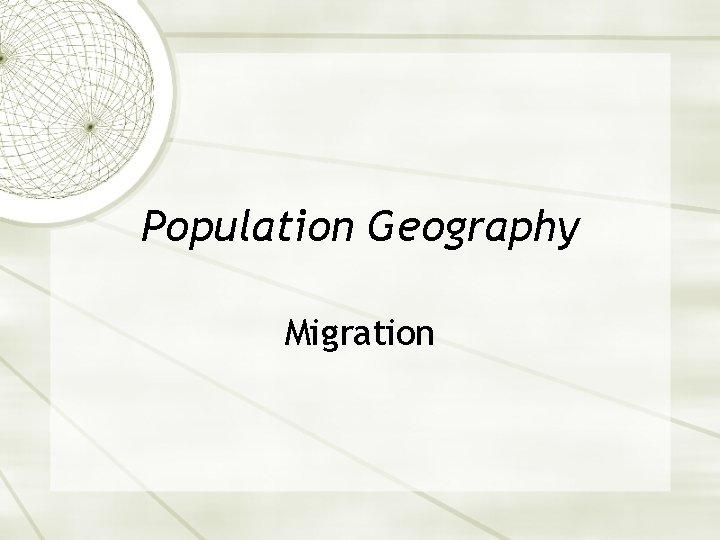 Population Geography Migration 