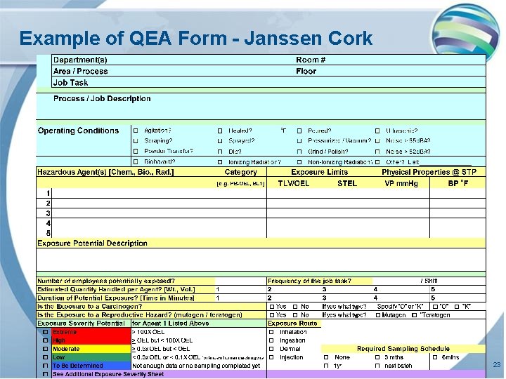 Example of QEA Form - Janssen Cork 23 