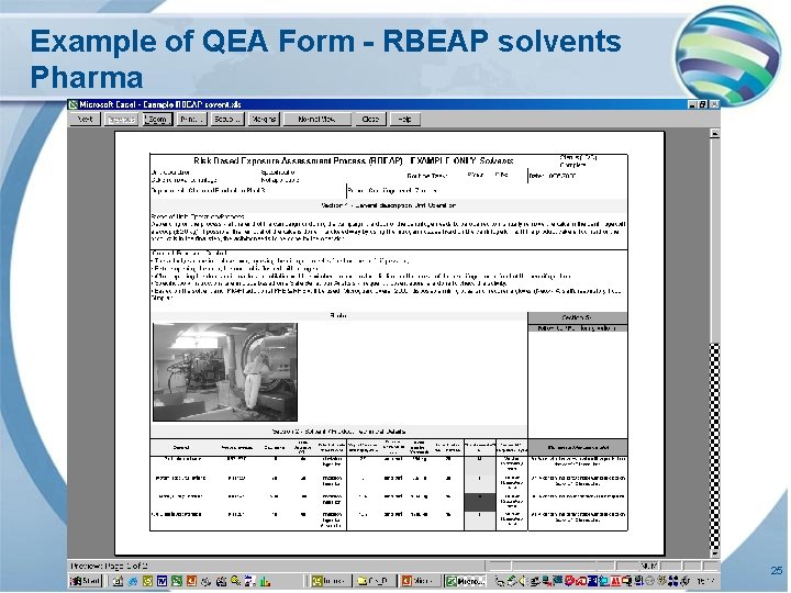 Example of QEA Form - RBEAP solvents Pharma 25 