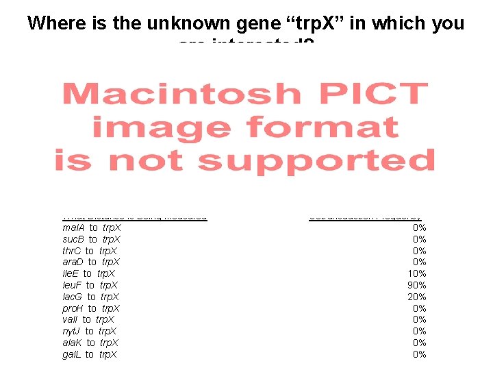 Where is the unknown gene “trp. X” in which you are interested? What Distance