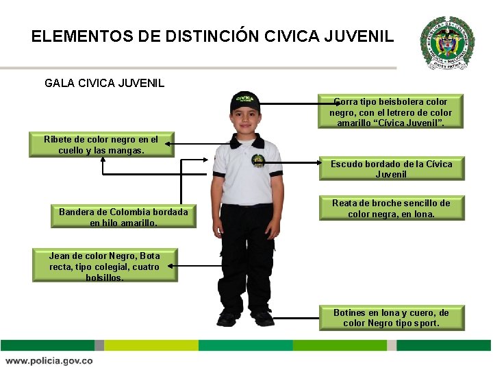 ELEMENTOS DE DISTINCIÓN CIVICA JUVENIL GALA CIVICA JUVENIL Gorra tipo beisbolera color negro, con ELEMENTOS DE DISTINCIÓN CIVICA JUVENIL GALA CIVICA JUVENIL Gorra tipo beisbolera color negro, con