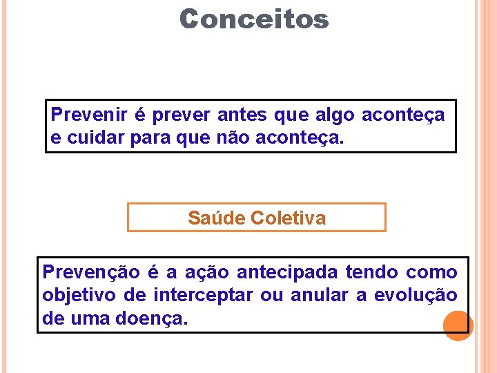 Conceitos Prevenir é prever antes que algo aconteça e cuidar para que não aconteça.