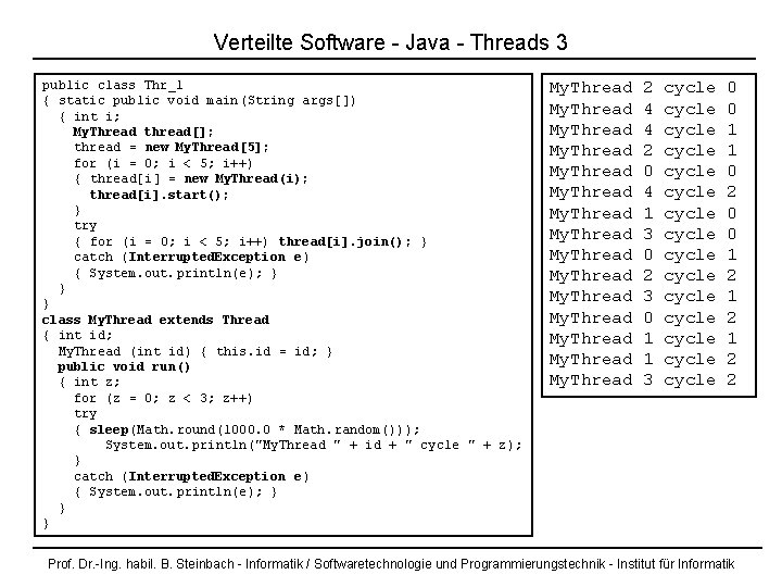 Verteilte Software - Java - Threads 3 public class Thr_1 { static public void