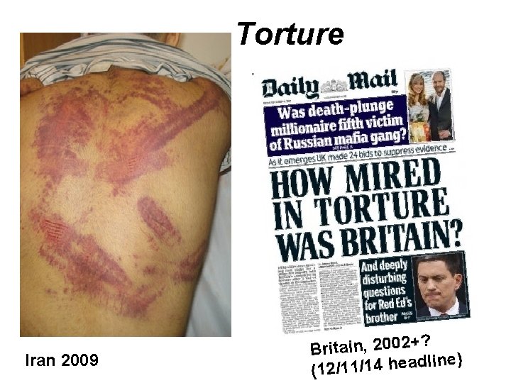 Torture Iran 2009 ? Britain, 2002+ ne) i l d a e h 4