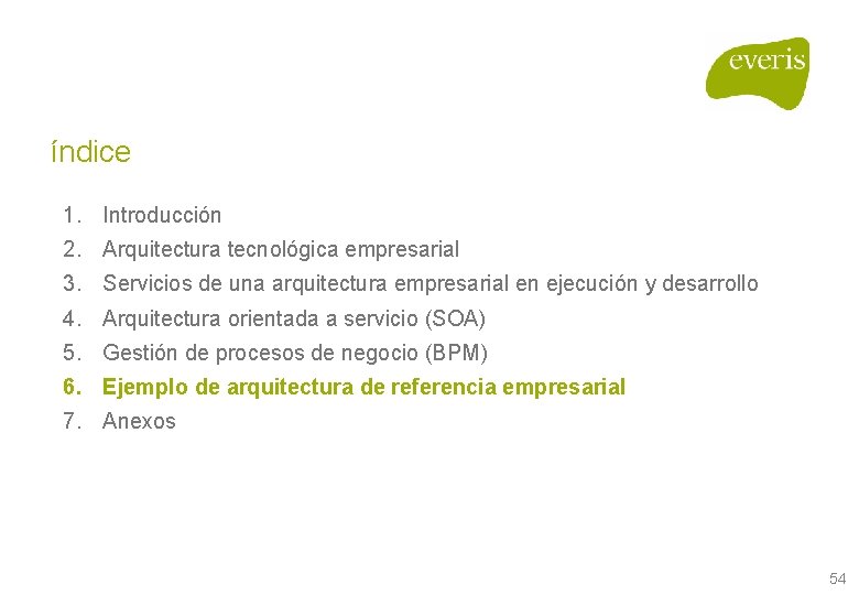 índice 1. Introducción 2. Arquitectura tecnológica empresarial 3. Servicios de una arquitectura empresarial en índice 1. Introducción 2. Arquitectura tecnológica empresarial 3. Servicios de una arquitectura empresarial en