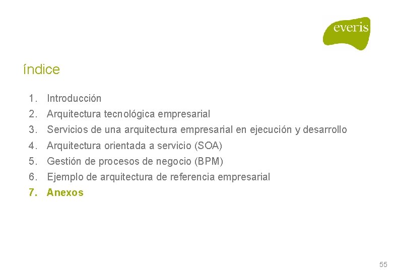 índice 1. Introducción 2. Arquitectura tecnológica empresarial 3. Servicios de una arquitectura empresarial en índice 1. Introducción 2. Arquitectura tecnológica empresarial 3. Servicios de una arquitectura empresarial en