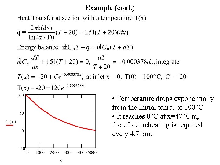 Example (cont. ) • Temperature drops exponentially from the initial temp. of 100 C