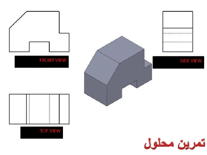 FRONT VIEW SIDE VIEW TOP VIEW ﺗﻤﺮﻳﻦ ﻣﺤﻠﻮﻝ 