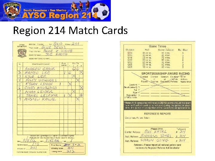 Region 214 Match Cards 