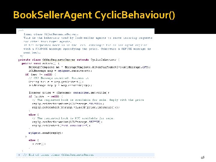 Book. Seller. Agent Cyclic. Behaviour() 46 