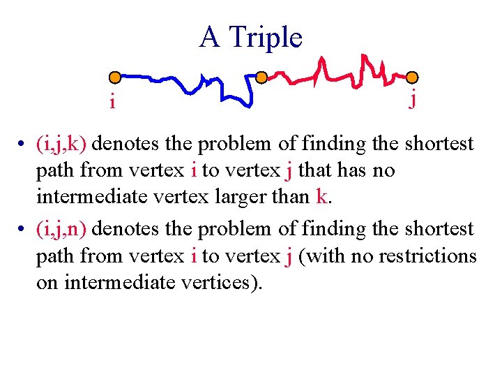 A Triple i j • (i, j, k) denotes the problem of finding the