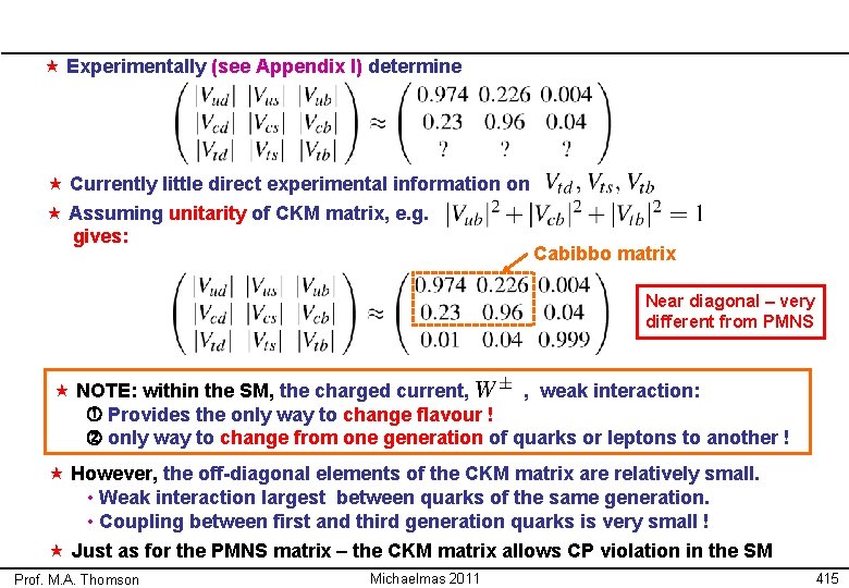  « Experimentally (see Appendix I) determine « Currently little direct experimental information on