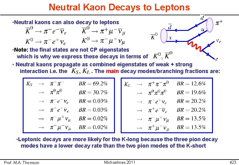 Neutral Kaon Decays to Leptons • Neutral kaons can also decay to leptons •