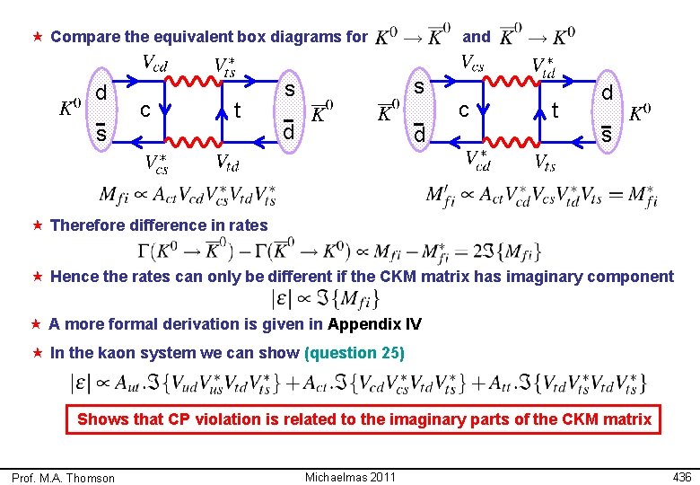  « Compare the equivalent box diagrams for d s c t and s