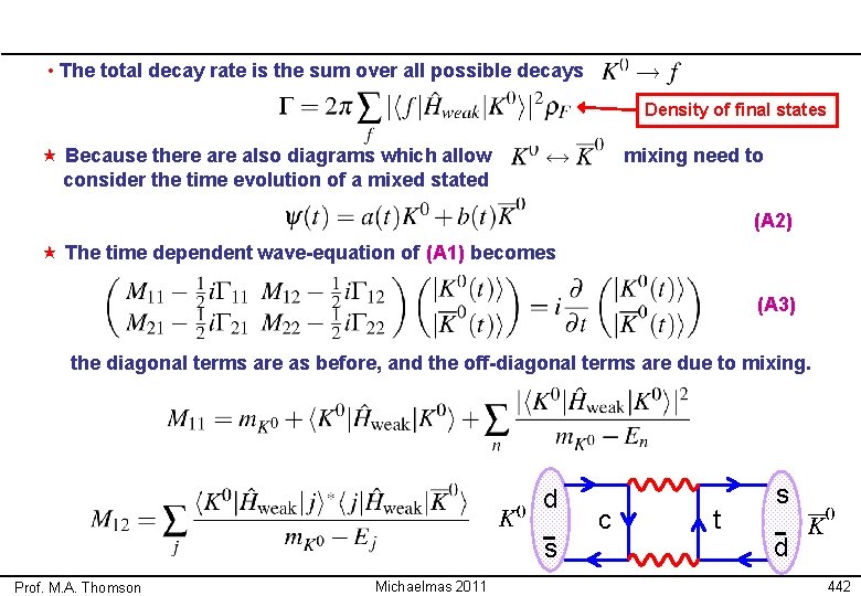  • The total decay rate is the sum over all possible decays Density