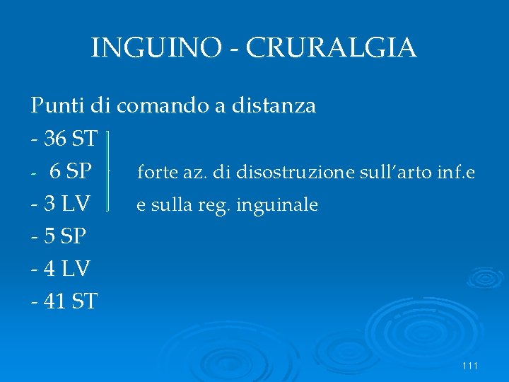 INGUINO - CRURALGIA Punti di comando a distanza - 36 ST - 6 SP