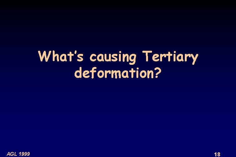 What’s causing Tertiary deformation? AGL 1999 18 