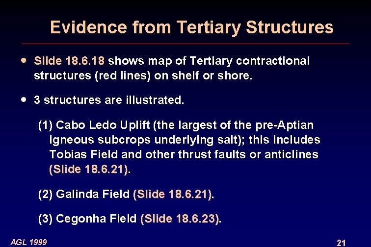 Evidence from Tertiary Structures · Slide 18. 6. 18 shows map of Tertiary contractional