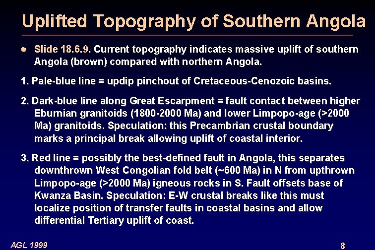 Uplifted Topography of Southern Angola · Slide 18. 6. 9. Current topography indicates massive