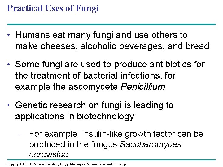 Practical Uses of Fungi • Humans eat many fungi and use others to make Practical Uses of Fungi • Humans eat many fungi and use others to make