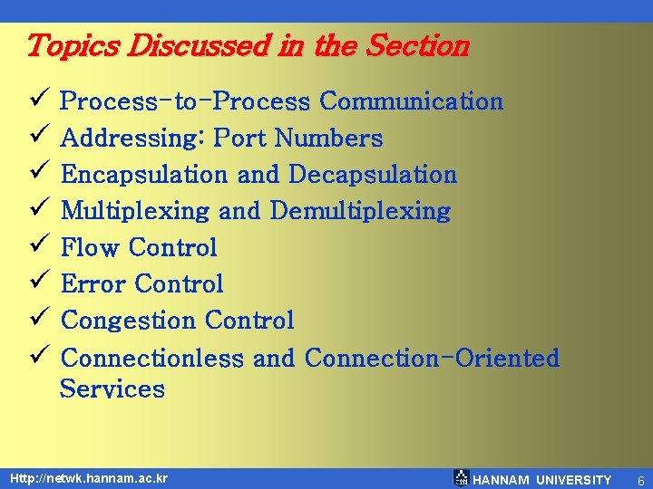 Topics Discussed in the Section ü Process-to-Process Communication ü Addressing: Port Numbers ü Encapsulation