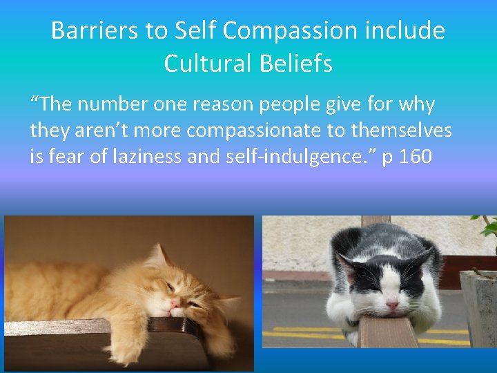 Barriers to Self Compassion include Cultural Beliefs “The number one reason people give for Barriers to Self Compassion include Cultural Beliefs “The number one reason people give for