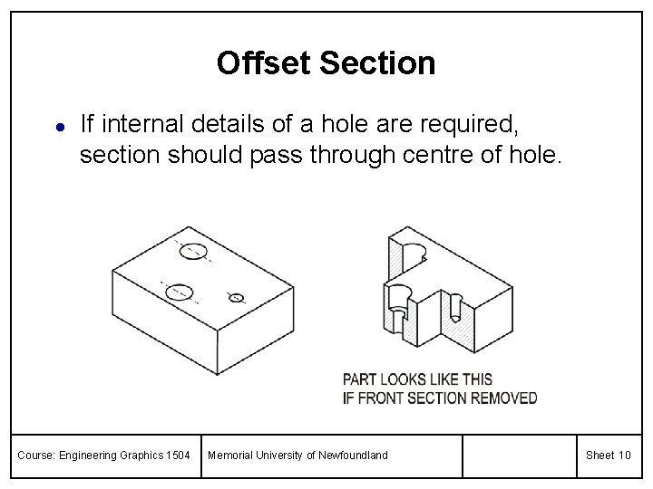Offset Section l If internal details of a hole are required, section should pass