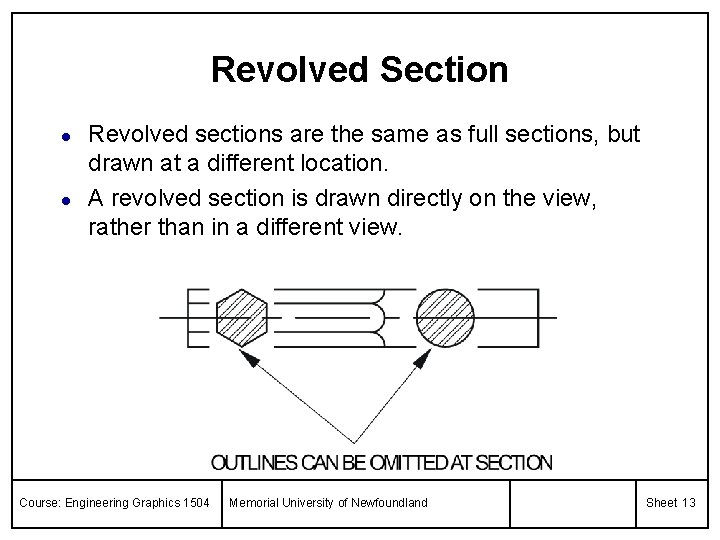 Revolved Section l l Revolved sections are the same as full sections, but drawn